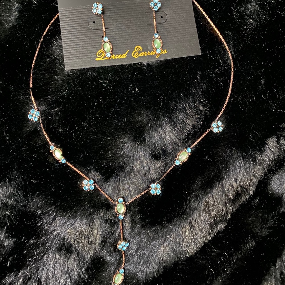 Park Lane Aqua Glow Necklace/Earring Set RARE